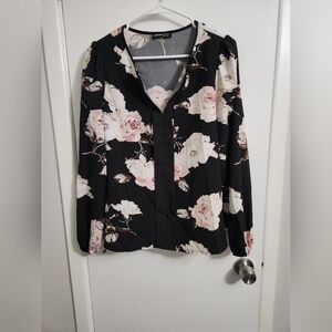 Floral Black and Pink Blouse